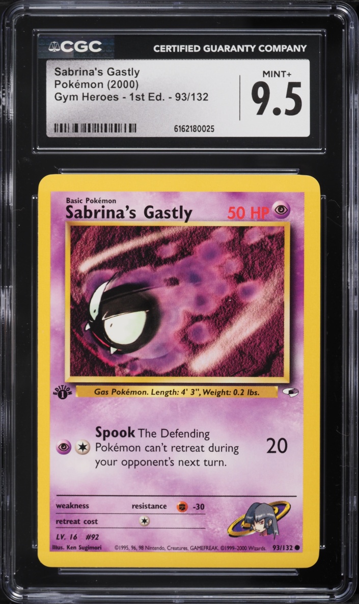 2000 Pokemon Gym Heroes 1st Edition Sabrina's Gastly #93 CGC 9.5 MINT+