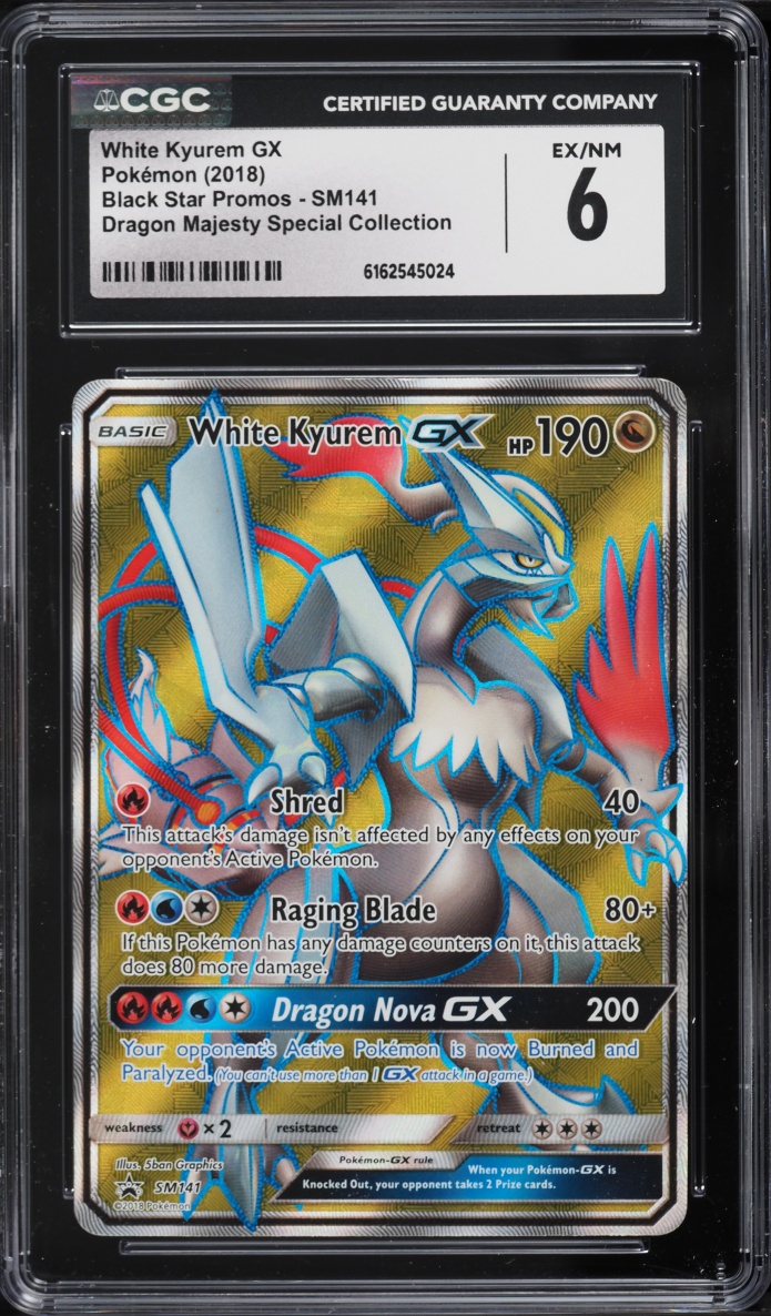 2018 Pokemon Sun & Moon Promo Dragon Majesty Special Full Art White Kyurem GX #SM141 CGC 6 EXMT