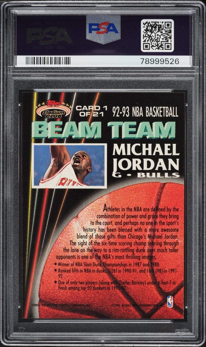1992 Stadium Club Beam Team Michael Jordan #1 PSA 7 NRMT