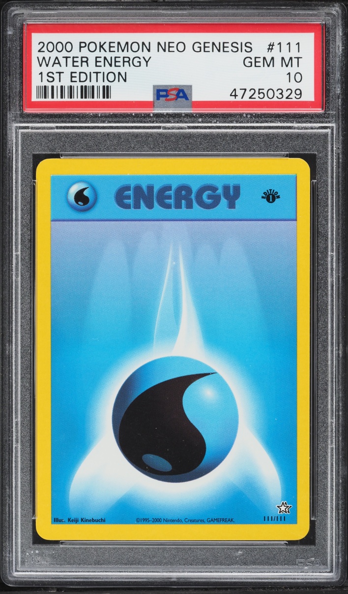 2000 Pokemon Neo Genesis 1st Edition Water Energy #111 PSA 10 GEM MINT