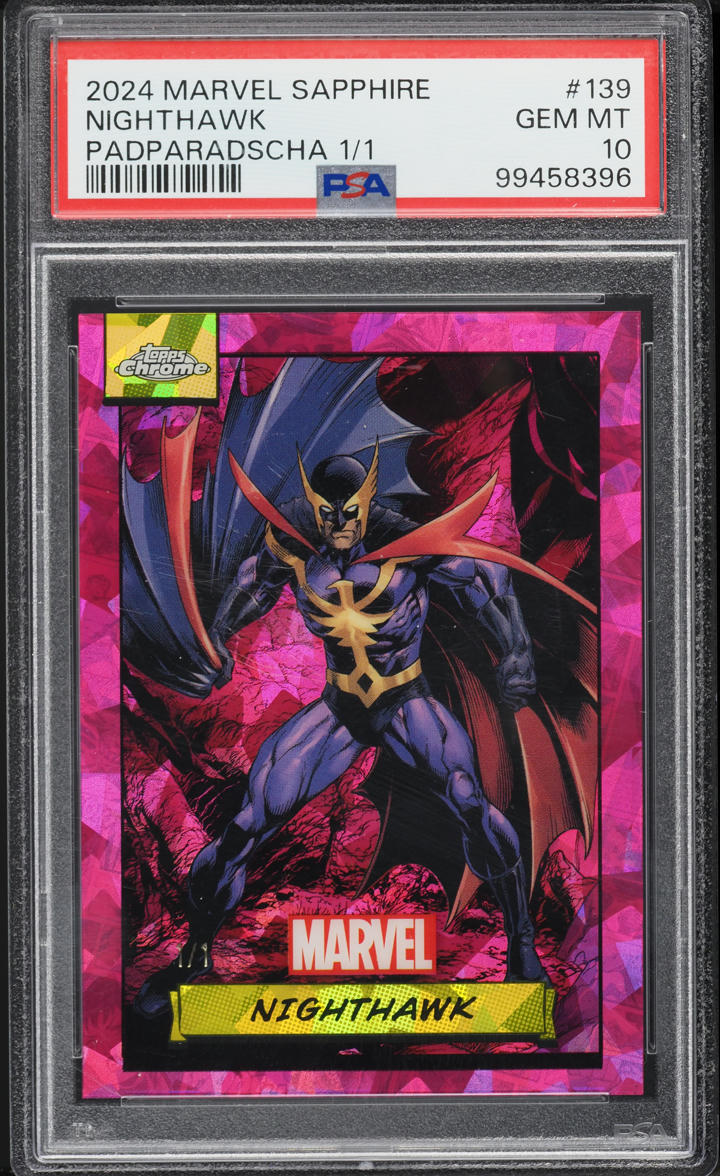 2024 Topps Chrome Marvel Sapphire Edition Padparadscha Nighthawk 1/1 PSA 10 GEM