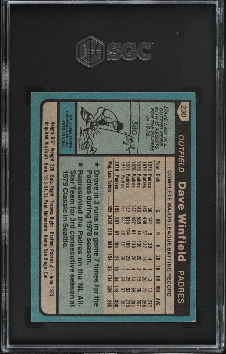 1980 Topps Dave Winfield ALL-STAR #230 SGC 6.5 EXMT+