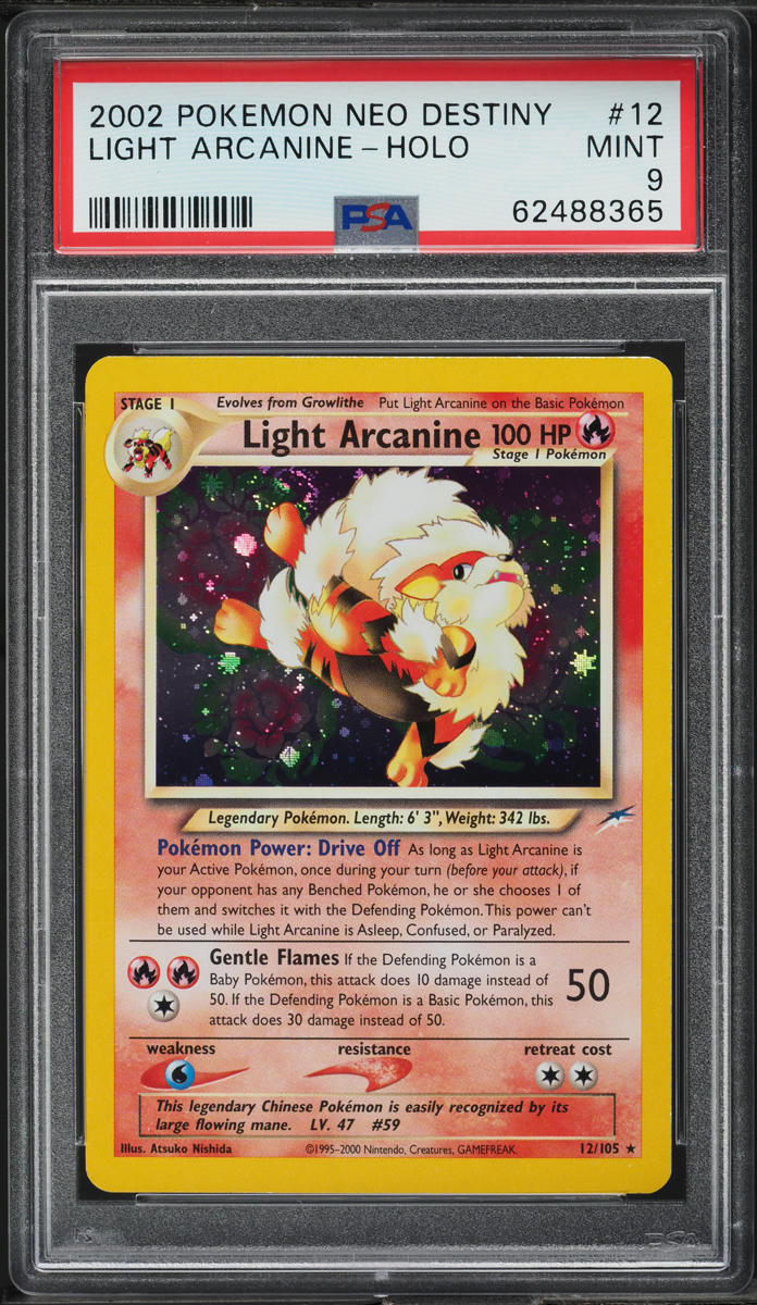 2002 Pokemon Neo Destiny Holo Light Arcanine #12 PSA 9 MINT