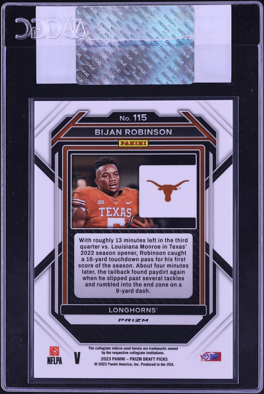 2023 Panini Prizm Draft Picks Silver Bijan Robinson ROOKIE #115 CGC AUTH