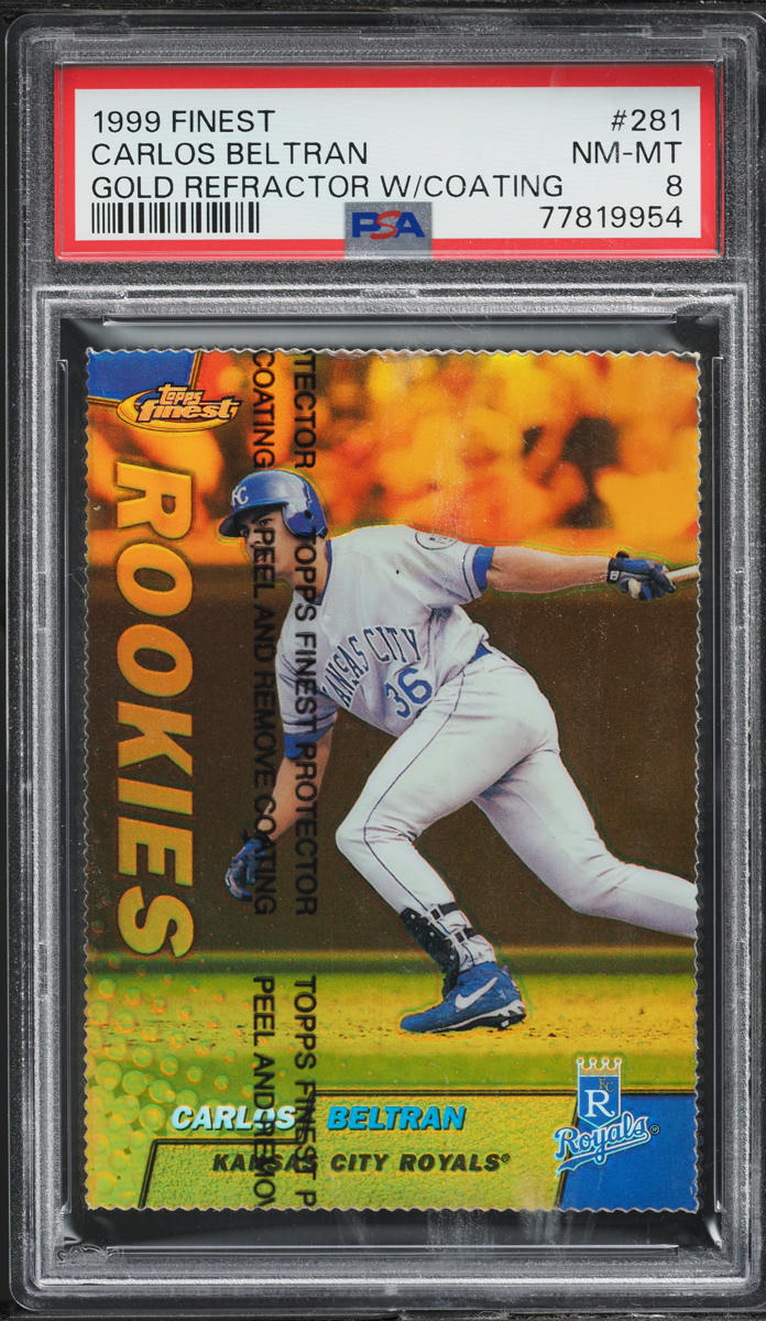 1999 Finest Gold Refractor w/Coating Carlos Beltran ROOKIE /100 #281 PSA 8 NM-MT