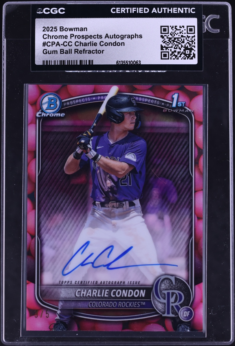 2025 Bowman Chrome Gum Ball Refractor Charlie Condon PROSPECT AUTO /5 #CPA-CC CGC AUTH