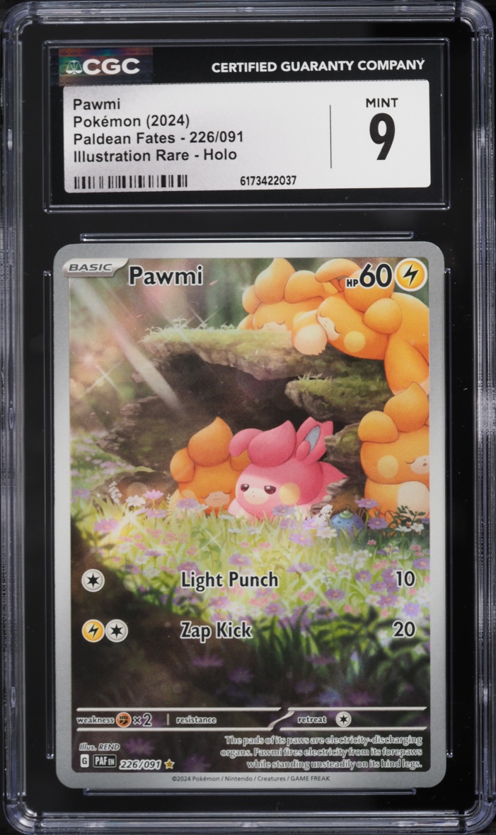 2024 Pokemon Scarlet & Violet Paldean Fates IR Pawmi #226 CGC 9 MINT