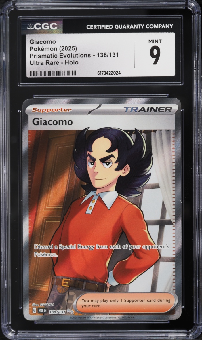 2025 Pokemon Scarlet & Violet Prismatic Evolutions Full Art Giacomo #138 CGC 9 MINT