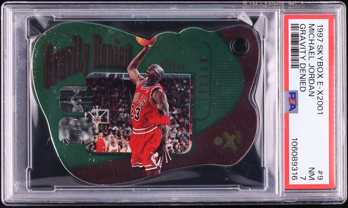 1997 Skybox E-X2001 Gravity Denied Die-Cut Michael Jordan #9 PSA 7 NRMT