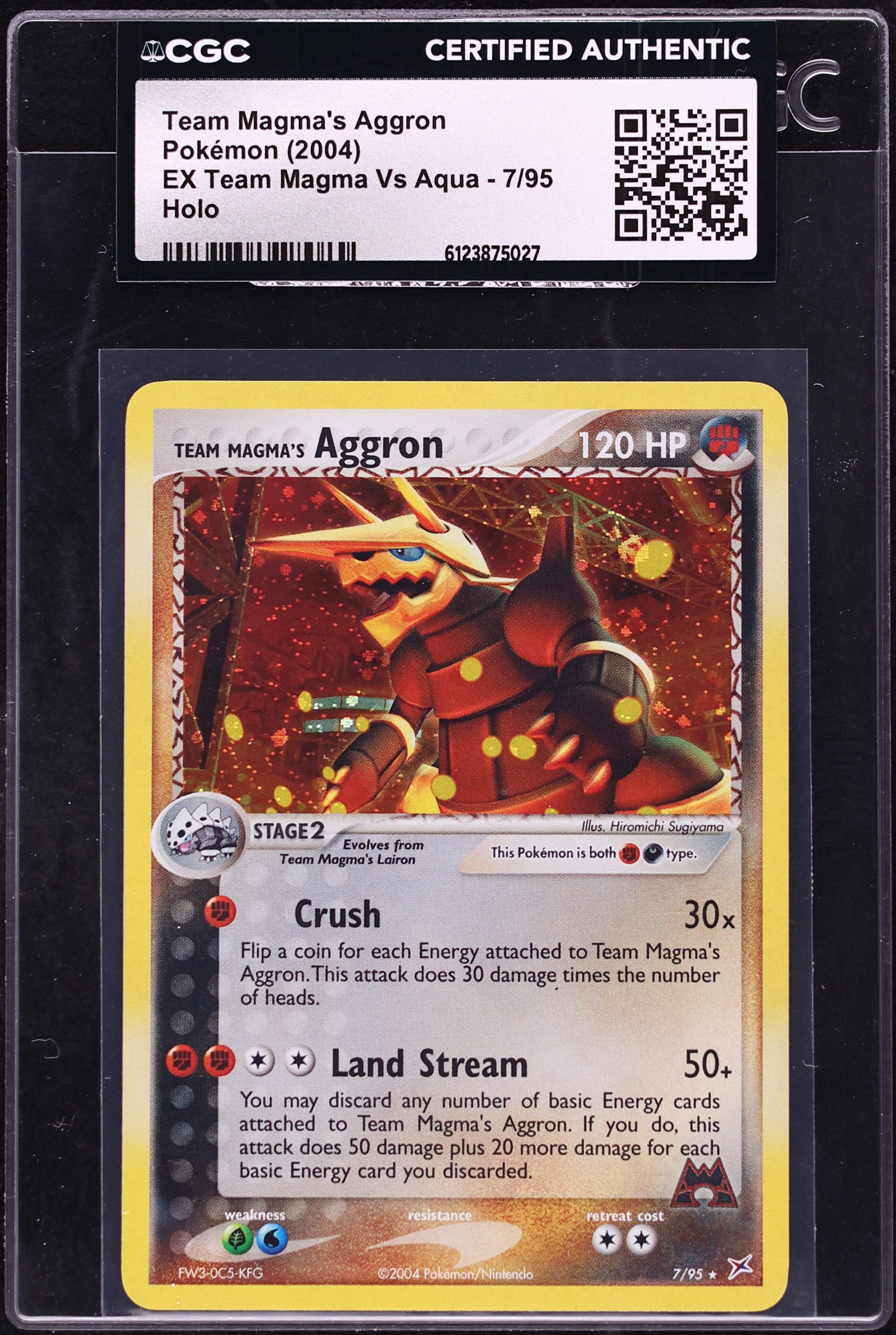 2004 Pokemon EX Team Magma Vs Aqua Holo Team Magma's Aggron #7 CGC AUTH