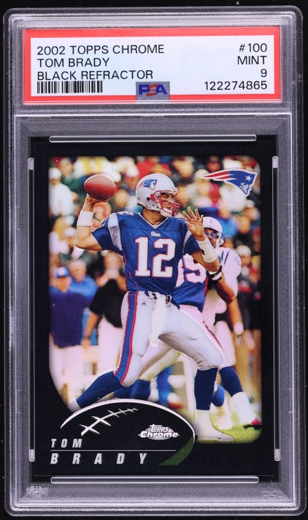 2002 Topps Chrome Black Refractor Tom Brady /599 #100 PSA 9 MINT - Photo 1