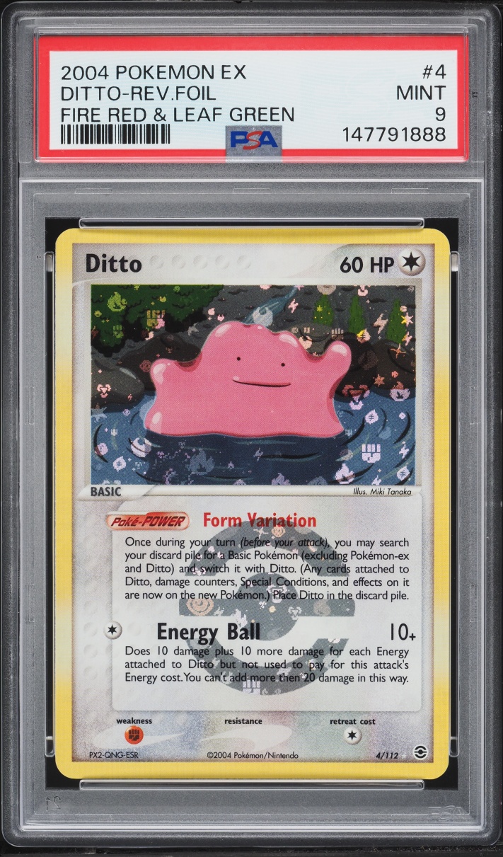 2004 Pokemon EX Fire Red & Leaf Green Reverse Holo Ditto #4 PSA 9 MINT