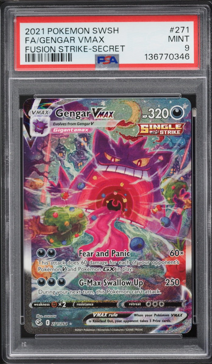 2021 Pokemon Sword & Shield Fusion Strike SEC Gengar VMAX #271 PSA 9 MINT