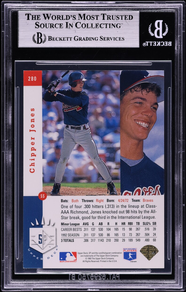 1993 SP Foil Chipper Jones ROOKIE #280 BGS 8 NM-MT