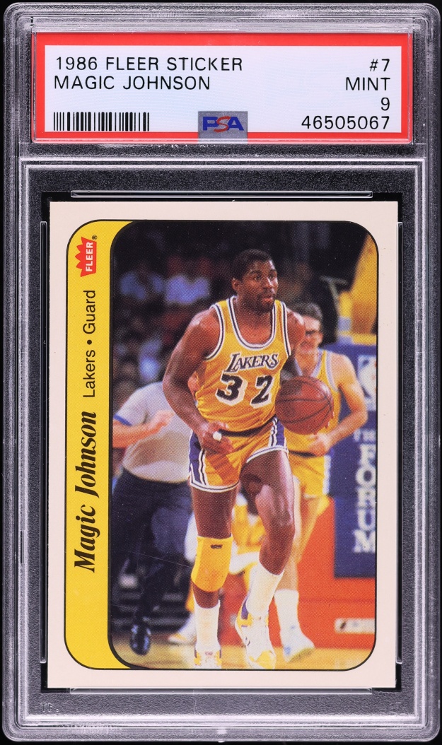 1986 Fleer Sticker Magic Johnson #7 PSA 9 MINT