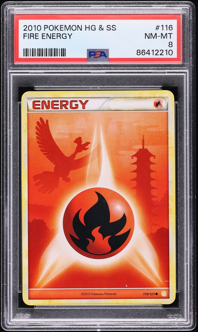 2010 Pokemon HeartGold & SoulSilver Fire Energy #116 PSA 8 NM-MT