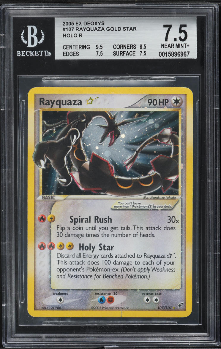 2005 Pokemon EX Deoxys Holo Rayquaza Gold Star #107 BGS 7.5 NRMT+