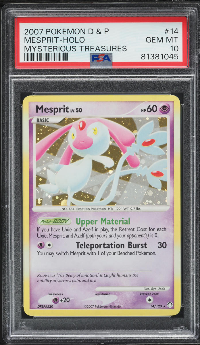 2007 Pokemon DP Mysterious Treasures Holo Mesprit #14 PSA 10 GEM MINT