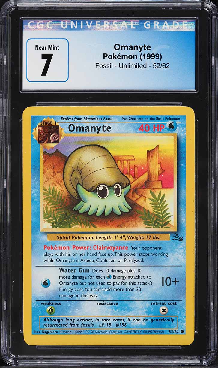 1999 Pokemon Fossil Omanyte #52 CGC 7 NRMT