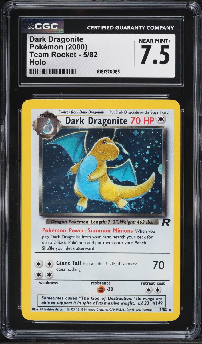 2000 Pokemon Team Rocket Holo Dark Dragonite #5 CGC 7.5 NRMT+