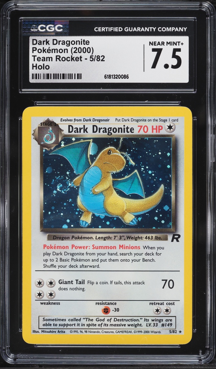 2000 Pokemon Team Rocket Holo Dark Dragonite #5 CGC 7.5 NRMT+