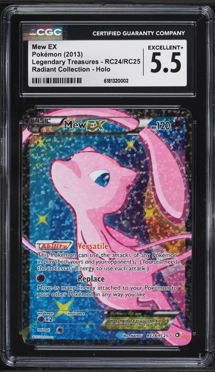 2013 Pokemon BW Legendary Treasures Radiant Collection Full Art Mew EX #RC24 CGC 5.5 EX+