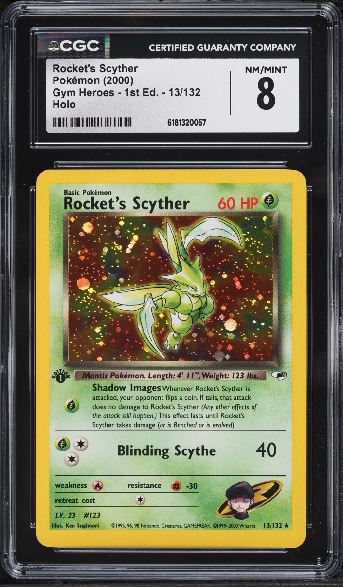 2000 Pokemon Gym Heroes 1st Edition Holo Rocket's Scyther #13 CGC 8 NM-MT