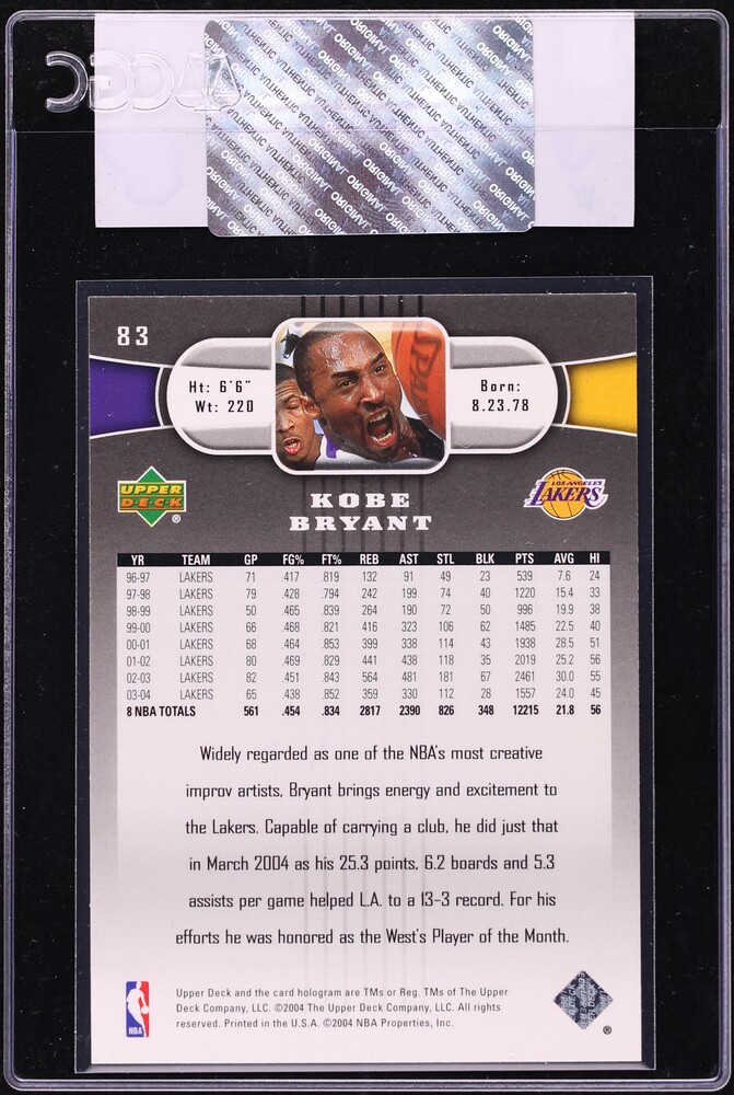 2004 Upper Deck Basketball Kobe Bryant #83 CGC AUTH