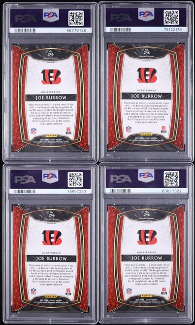 Lot(20) 2020 Select Club Level Silver Prizm Joe Burrow ROOKIE #246 PSA 10 GEM MINT