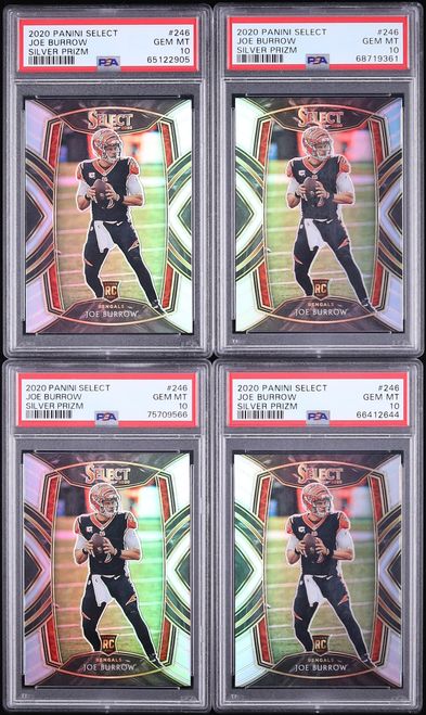 Lot(20) 2020 Select Club Level Silver Prizm Joe Burrow ROOKIE #246 PSA 10 GEM MINT