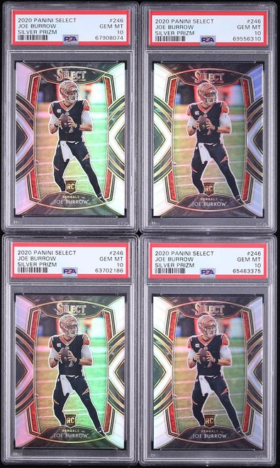 Lot(20) 2020 Select Club Level Silver Prizm Joe Burrow ROOKIE #246 PSA 10 GEM MINT