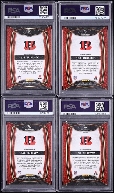 Lot(20) 2020 Select Club Level Silver Prizm Joe Burrow ROOKIE #246 PSA 10 GEM MINT