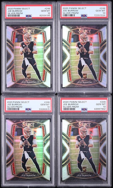Lot(20) 2020 Select Club Level Silver Prizm Joe Burrow ROOKIE #246 PSA 10 GEM MINT