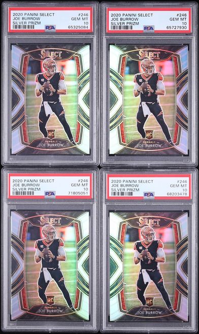 Lot(20) 2020 Select Club Level Silver Prizm Joe Burrow ROOKIE #246 PSA 10 GEM MINT
