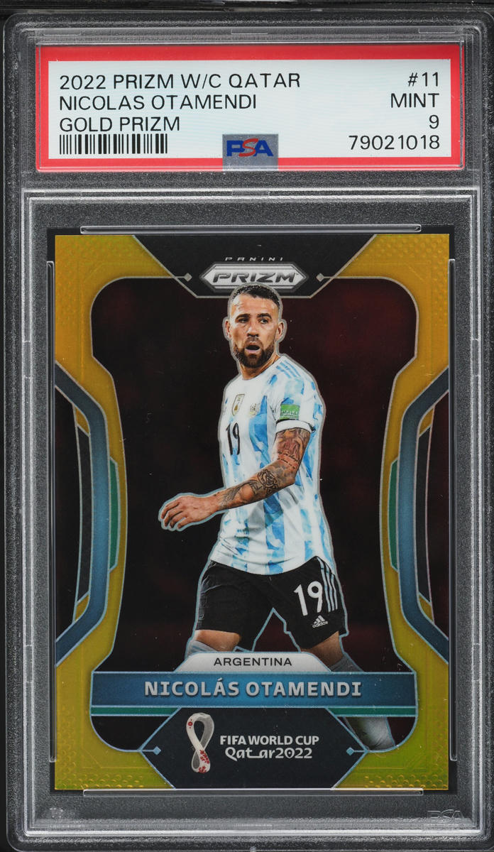 2022 Panini Prizm World Cup Qatar Gold Nicolas Otamendi /10 #11 PSA 9 MINT