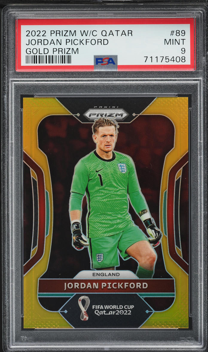 2022 Panini Prizm World Cup Qatar Gold Jordan Pickford /10 #89 PSA 9 MINT