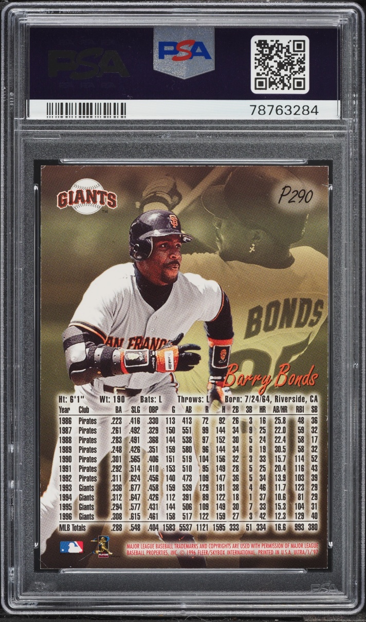 1997 Ultra Platinum Medallion Barry Bonds #P290 PSA 9 MINT