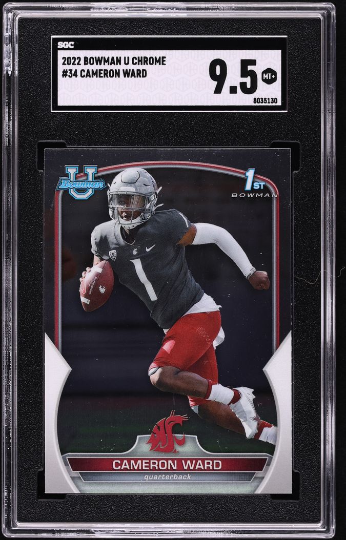 2022 Bowman Chrome University Cameron Ward ROOKIE #34 SGC 9.5 MINT+