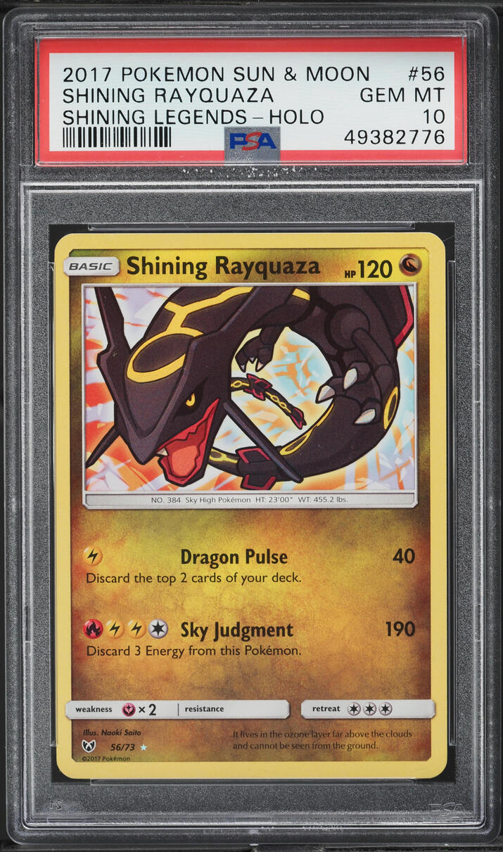 2017 Pokemon Sun & Moon Shining Legends Holo Shining Rayquaza #56 PSA 10 GEM MINT