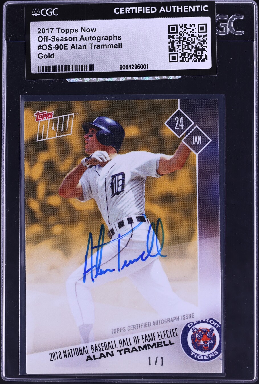 2017 Topps Now Off-Season Gold Alan Trammell AUTO 1/1 #OS-90E CGC AUTH