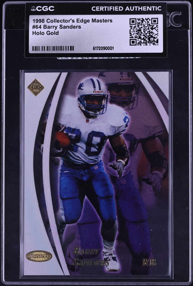 1998 Collector's Edge Masters Holo Gold Barry Sanders /10 #64 CGC AUTH