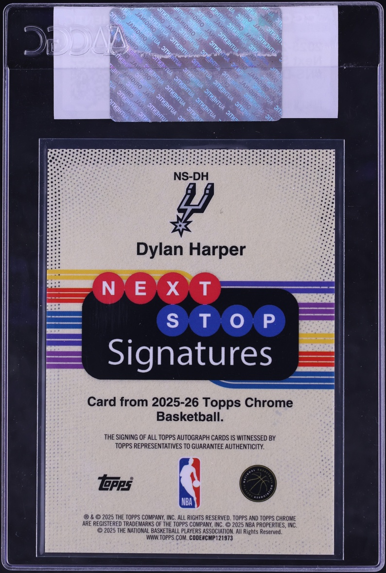 2025 Topps Chrome Next Stop Signatures Dylan Harper ROOKIE AUTO #NS-DH CGC AUTH