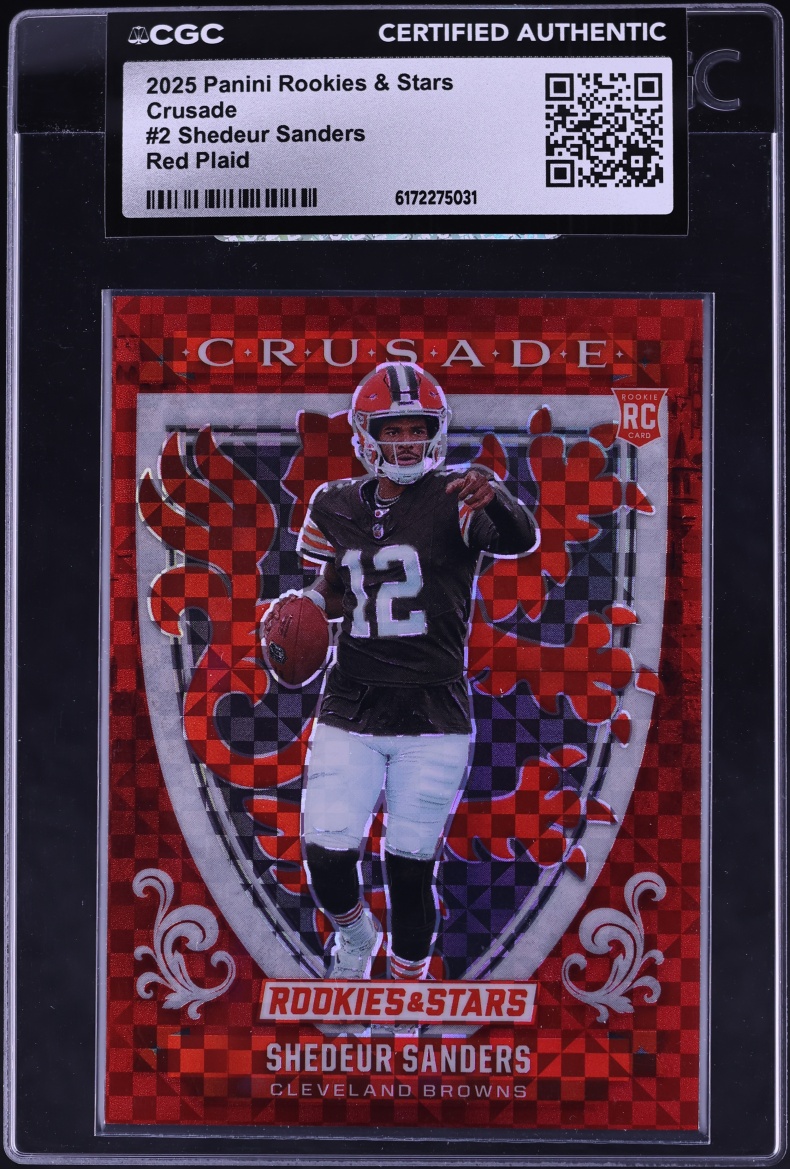 2025 Panini Rookies & Stars Crusade Red Plaid Prizm Shedeur Sanders ROOKIE #2 CGC AUTH
