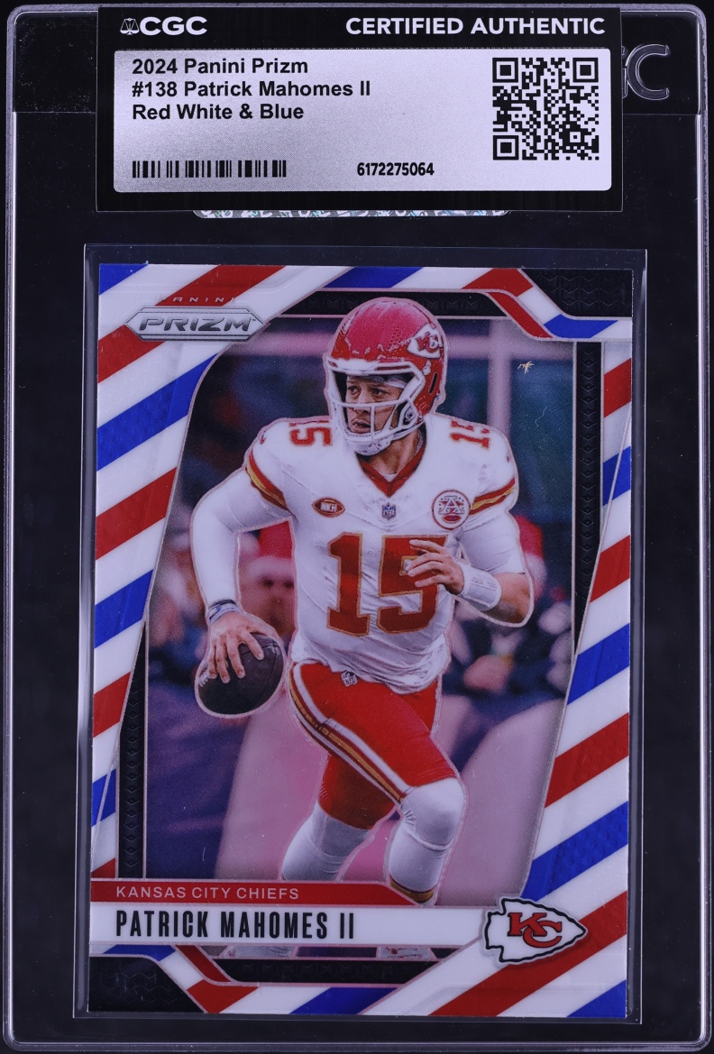 2024 Panini Prizm Red White & Blue Patrick Mahomes II #138 CGC AUTH