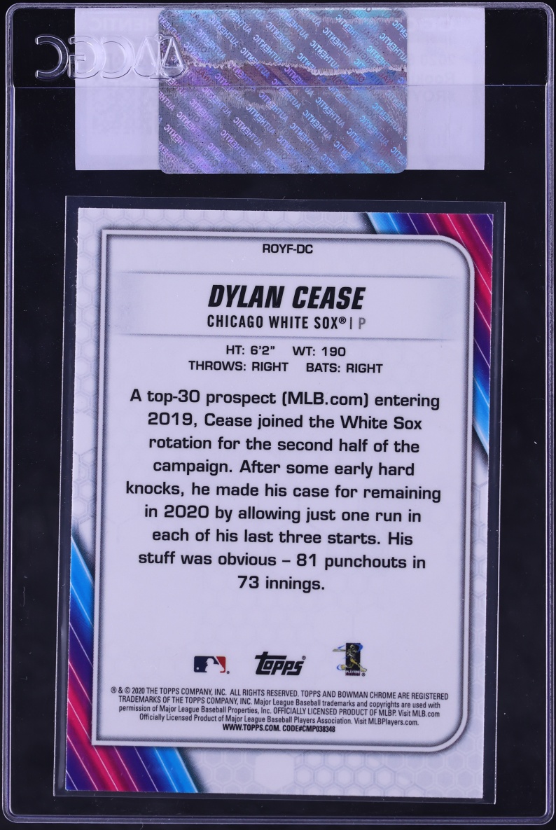 2020 Bowman Chrome ROY Favorites Dylan Cease ROOKIE #ROYF-DC CGC AUTH