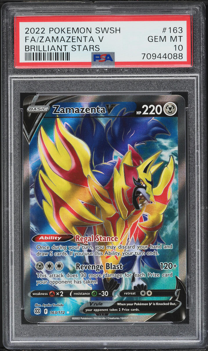 2022 Pokemon Sword & Shield Brilliant Stars Full Art Zamazenta V #163 PSA 10 GEM MINT