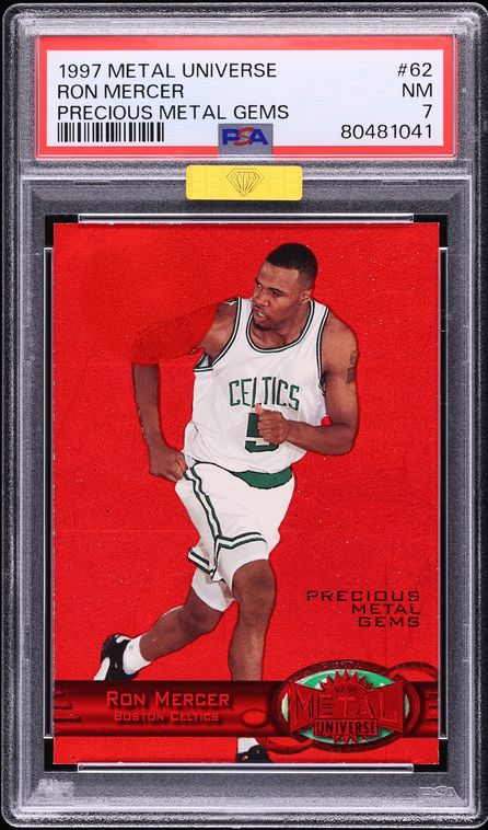 1997 Metal Universe Precious Metal Gems PMG Red Ron Mercer ROOKIE /100 #62 MBA PSA 7 NRMT