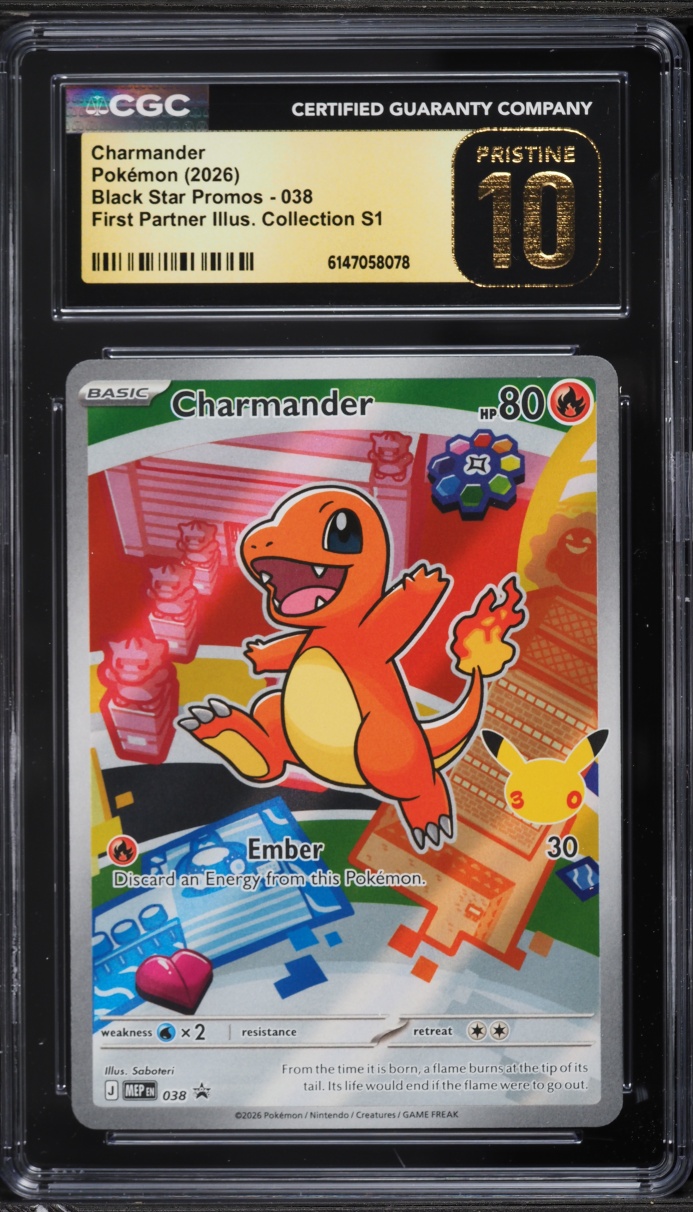 2026 Pokemon Mega Promo First Partner Illustration Full Art Charmander #038 CGC 10 PRISTINE