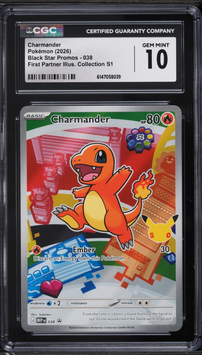 2026 Pokemon Mega Promo First Partner Illustration Full Art Charmander #038 CGC 10 GEM MINT