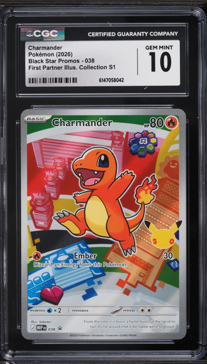 2026 Pokemon Mega Promo First Partner Illustration Full Art Charmander #038 CGC 10 GEM MINT
